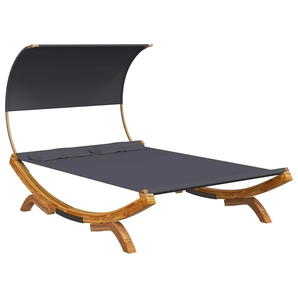 Outdoor Lounge Bed Solid Bent Wood Frame 165L x 203W x 126H cm Anthracite