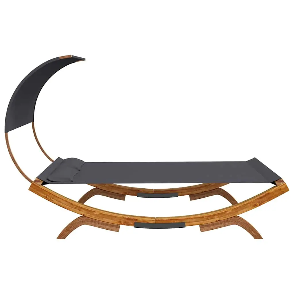 Outdoor Lounge Bed Solid Bent Wood Frame 165L x 203W x 126H cm Anthracite