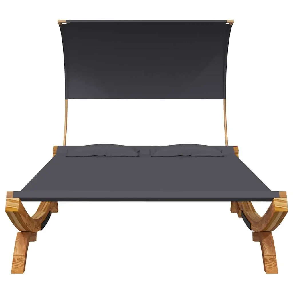 Outdoor Lounge Bed Solid Bent Wood Frame 165L x 203W x 126H cm Anthracite