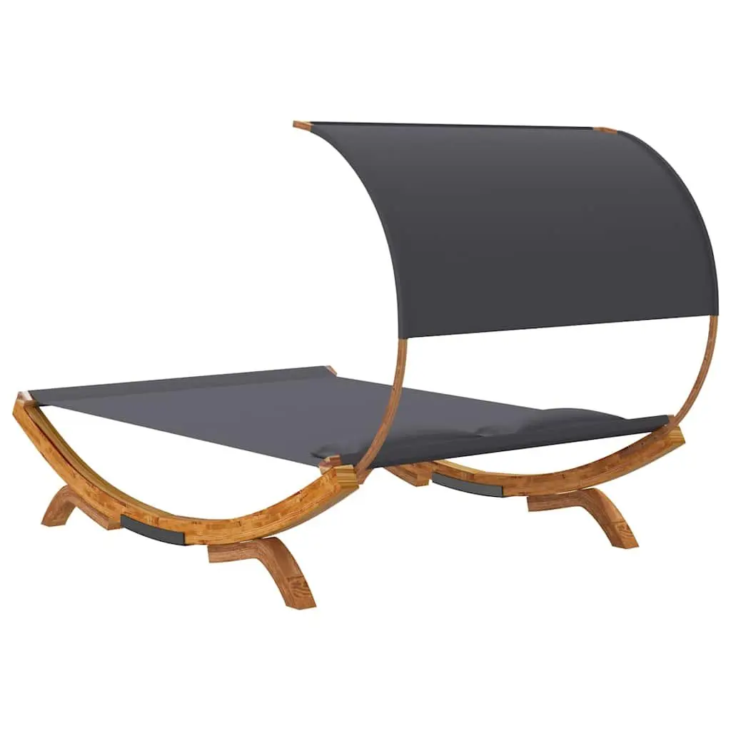 Outdoor Lounge Bed Solid Bent Wood Frame 165L x 203W x 126H cm Anthracite