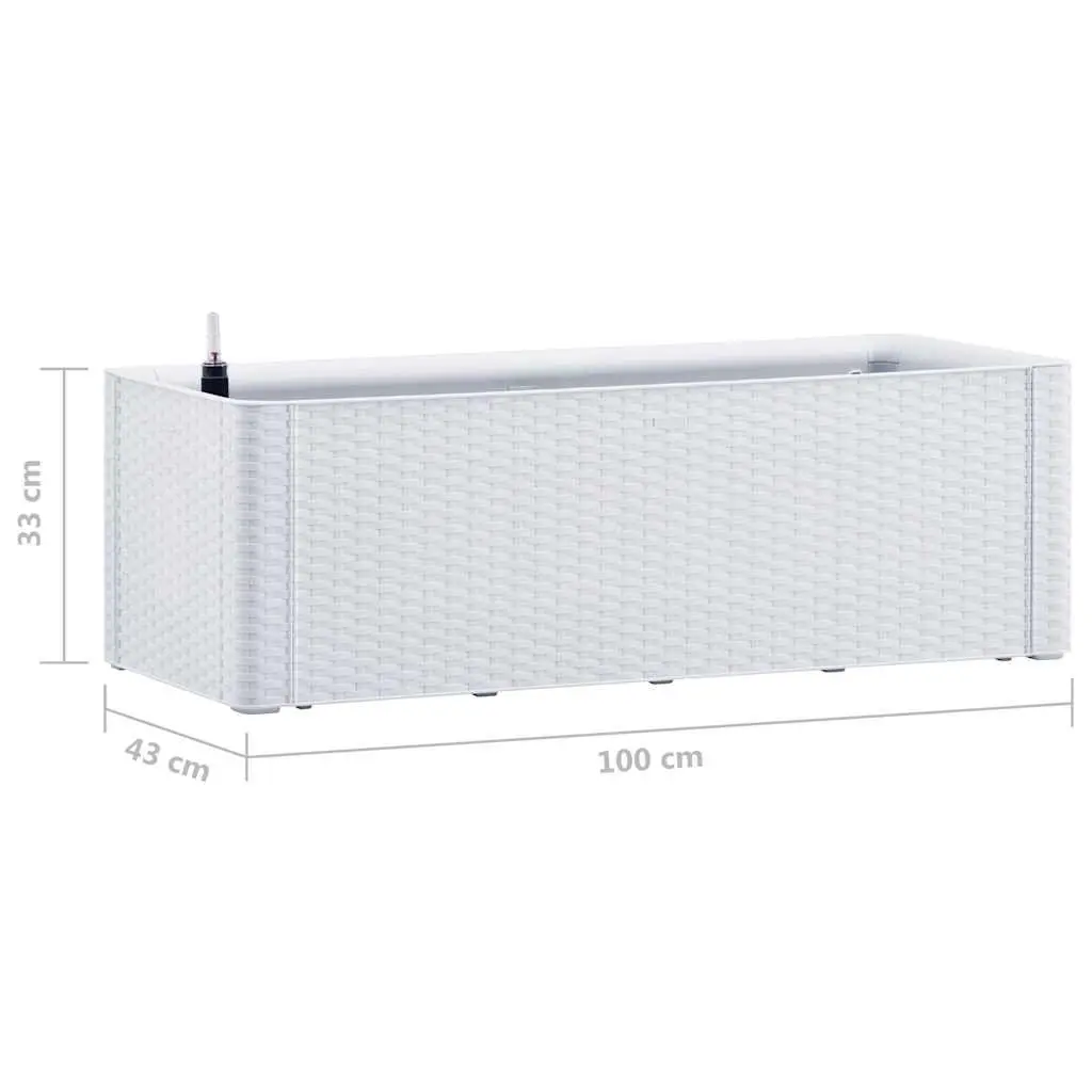 Raised Garden Bed White Polypropylene 100x43x33cm with Self-Watering System and Level Indicator Outdoor