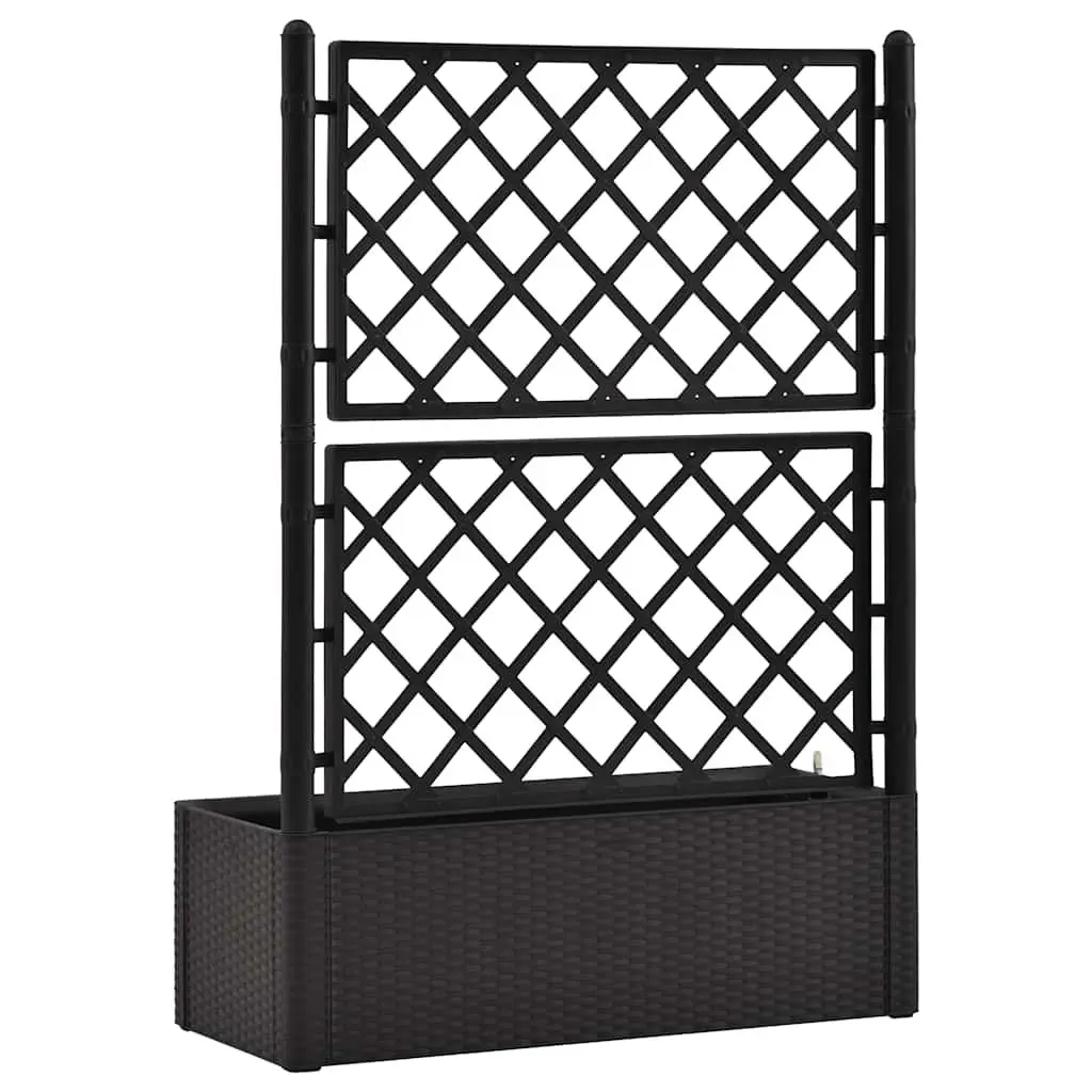 Self-Watering Planter Box Anthracite Raised Garden Bed with Trellis Outdoor