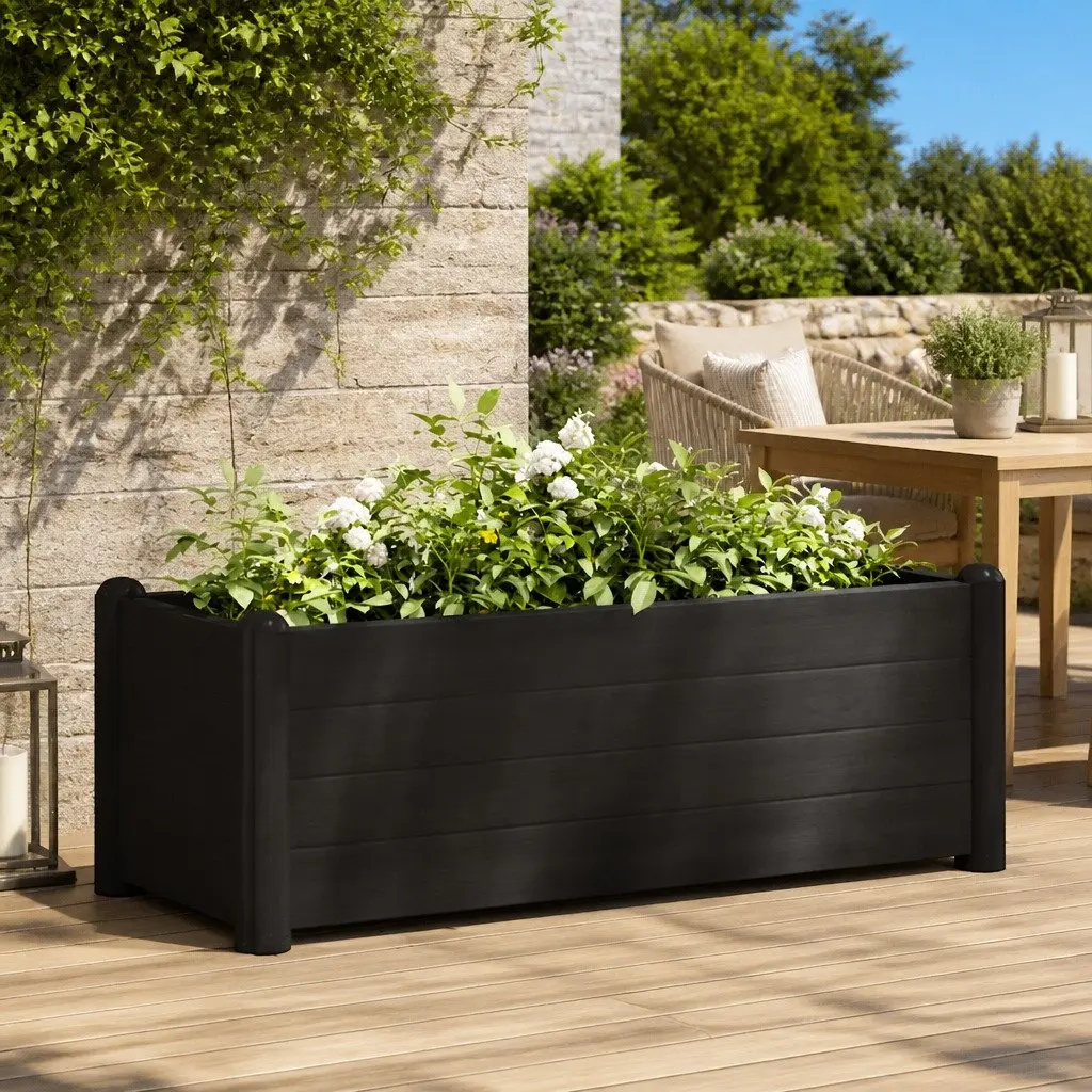 Raised Planter Bed Polypropylene Anthracite 100x43x35cm Indoor Outdoor Flower Vegetable Herb Garden
