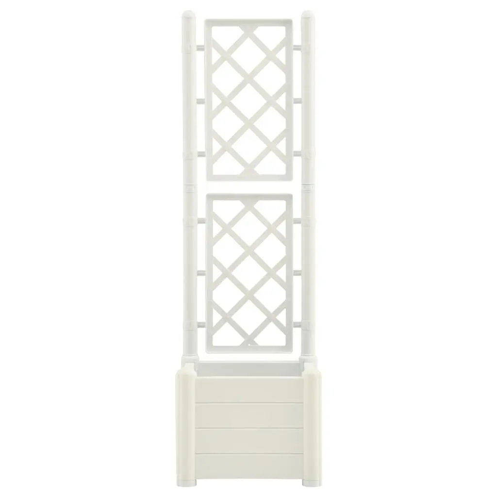 Garden Planter with Trellis Weather-Resistant 43 x 43 x 142 cm White Outdoor Raised Flower Box