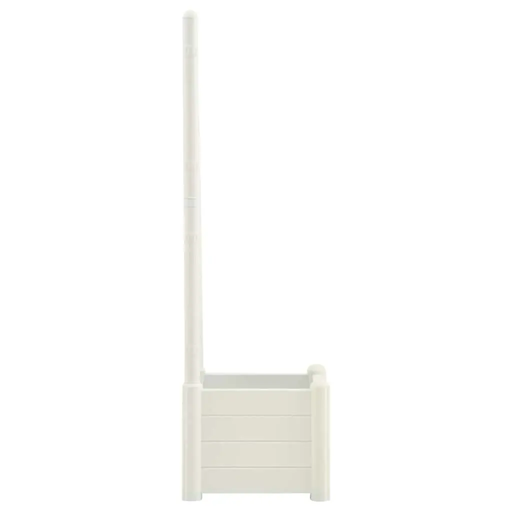 Garden Planter with Trellis Weather-Resistant 43 x 43 x 142 cm White Outdoor Raised Flower Box