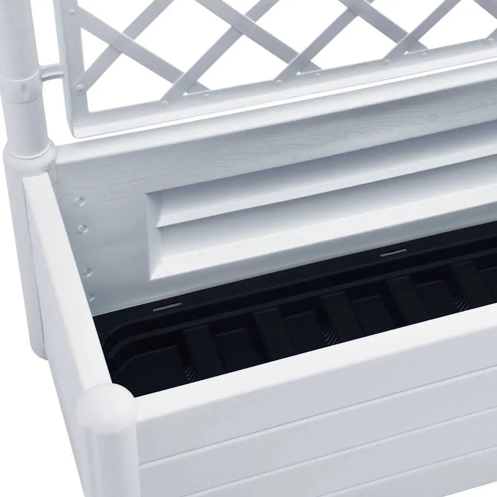 Garden Planter Raised Flower Bed with Trellis Support Outdoor White PP 100 x 43 x 142 cm