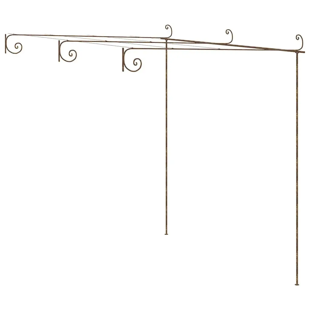 Wrought Iron Garden Pergola Brown Lean-to Structure 3x3x2.5m Outdoor Frame for Climbing Plants and Vines