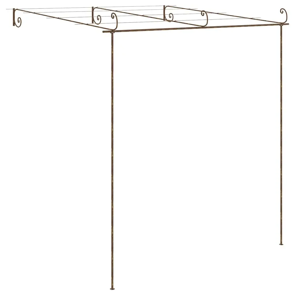 Wrought Iron Garden Pergola Brown Lean-to Structure 3x3x2.5m Outdoor Frame for Climbing Plants and Vines