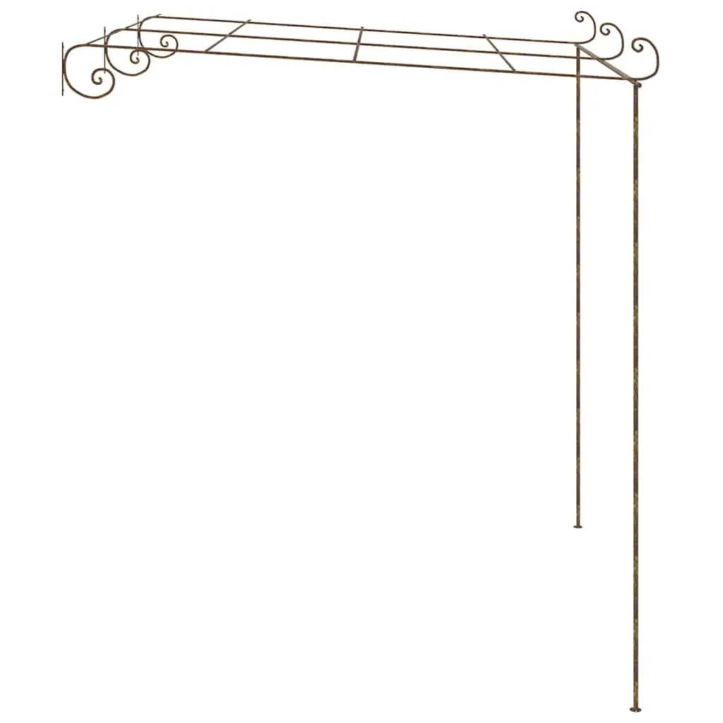Wrought Iron Garden Pergola Brown Lean-to Structure 3x3x2.5m Outdoor Frame for Climbing Plants and Vines