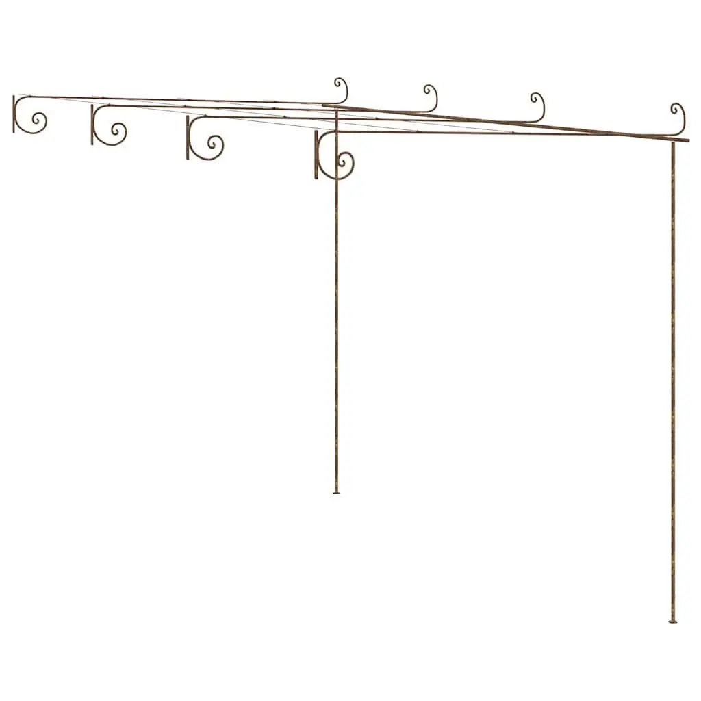 Garden Pergola Wrought Iron Lean-to Structure 4 x 3 x 2.5 m Brown