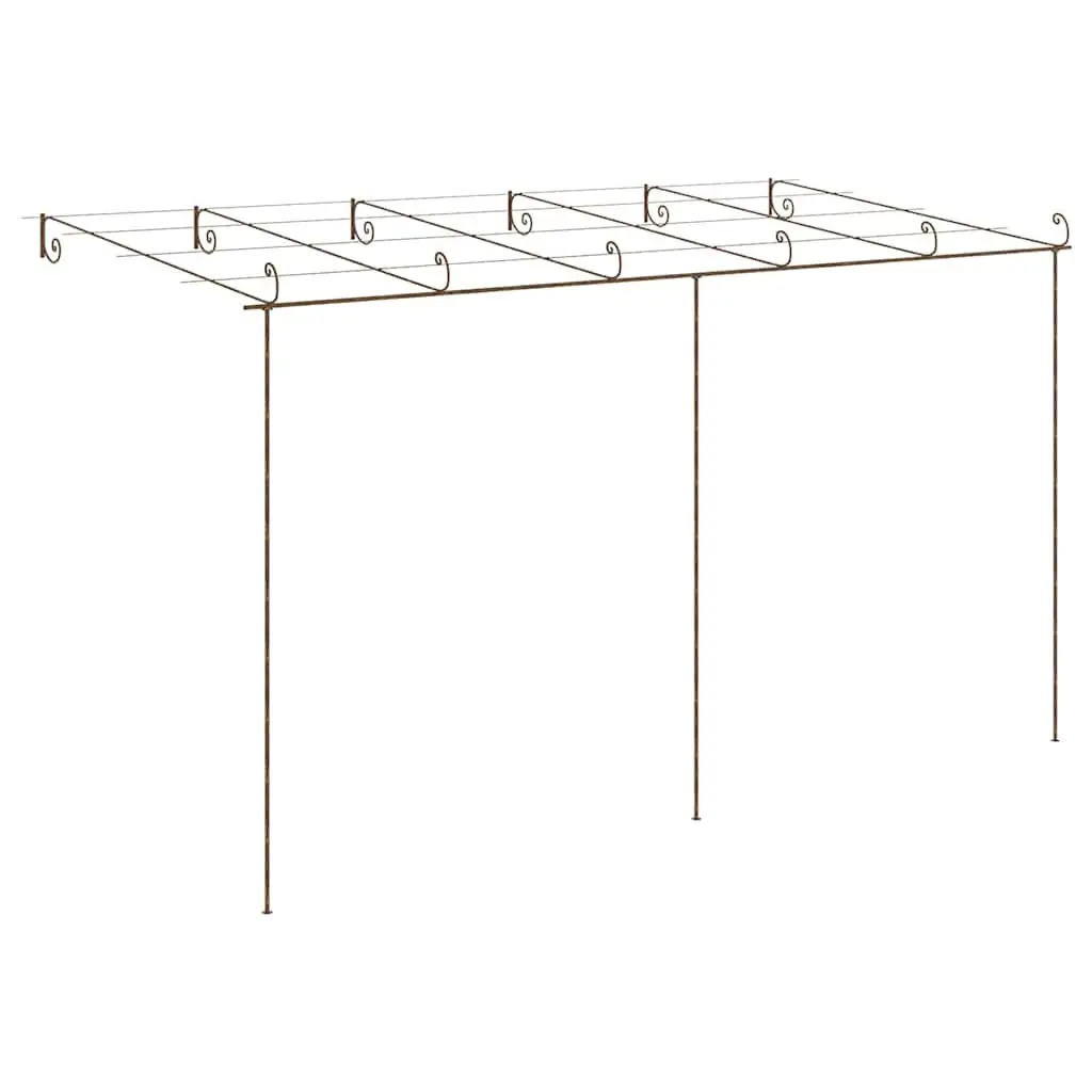 Garden Pergola Wrought Iron Frame 6 x 3 x 2.5 m Brown Lean-to Arbour Climbing Plants Shade Structure