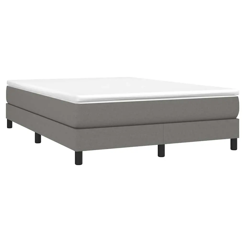 Box Spring Bed with Mattress Queen Size 152x203 cm Grey Fabric Bedroom Furniture