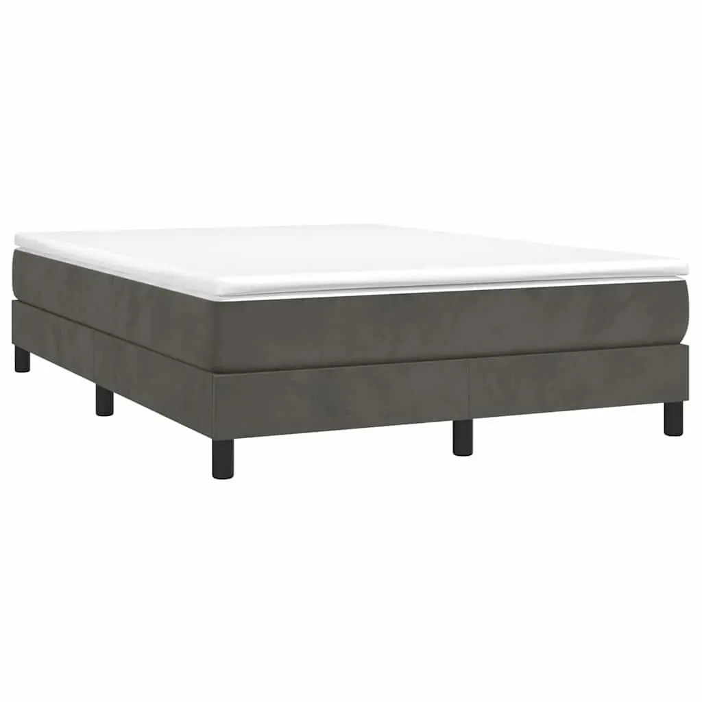 Box Spring Bed with Pocket Spring Mattress Velvet Queen Size 153x203 cm Dark Grey