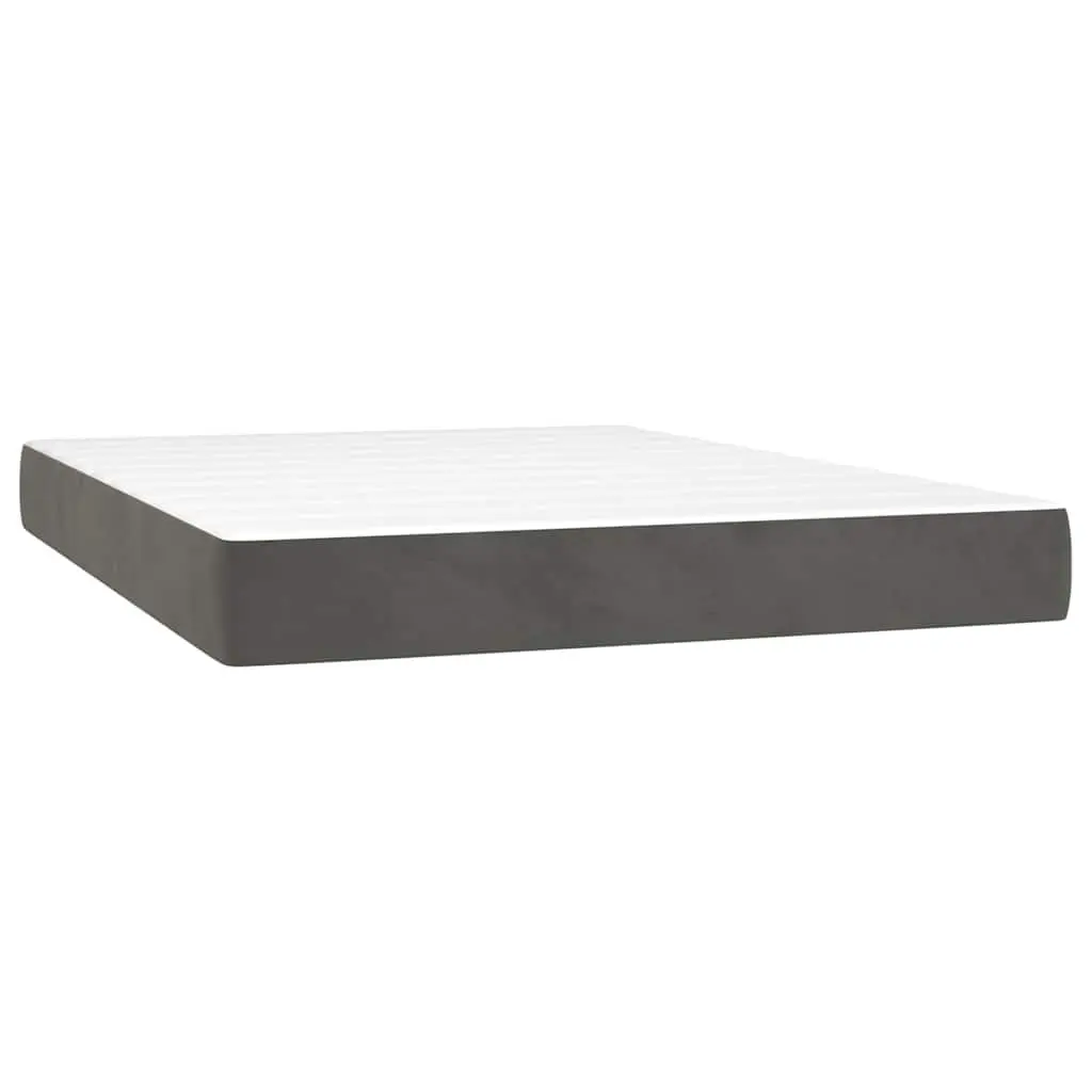 Box Spring Bed with Pocket Spring Mattress Velvet Queen Size 153x203 cm Dark Grey