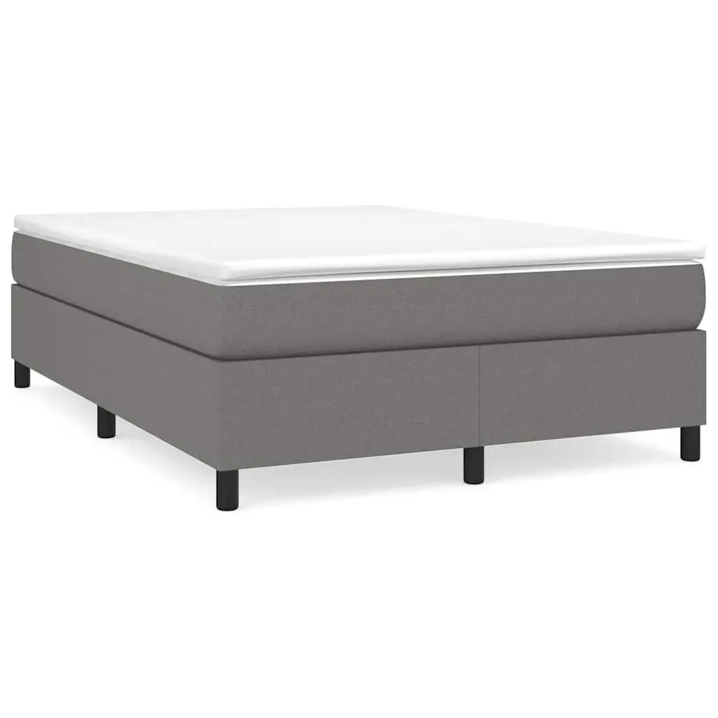Queen Size Box Spring Bed with Pocket Spring Mattress Grey Fabric 153x203cm