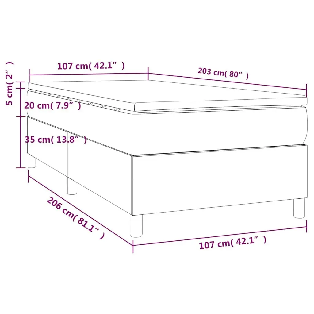 King Single Box Spring Bed with Pocket Mattress Black Faux Leather 106x203cm