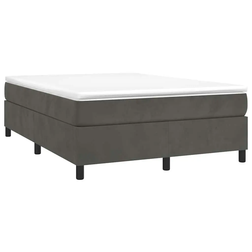 Queen Size Box Spring Bed with Pocket Spring Mattress Grey Velvet 153x203cm
