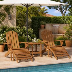 Outdoor Adirondack Chairs with Footrests 2 Pieces Solid Wood Garden Patio