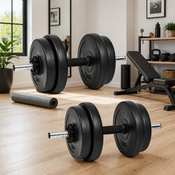 Dumbbell Set 40kg with Plates Brown Steel Concrete Weight Training Home Gym