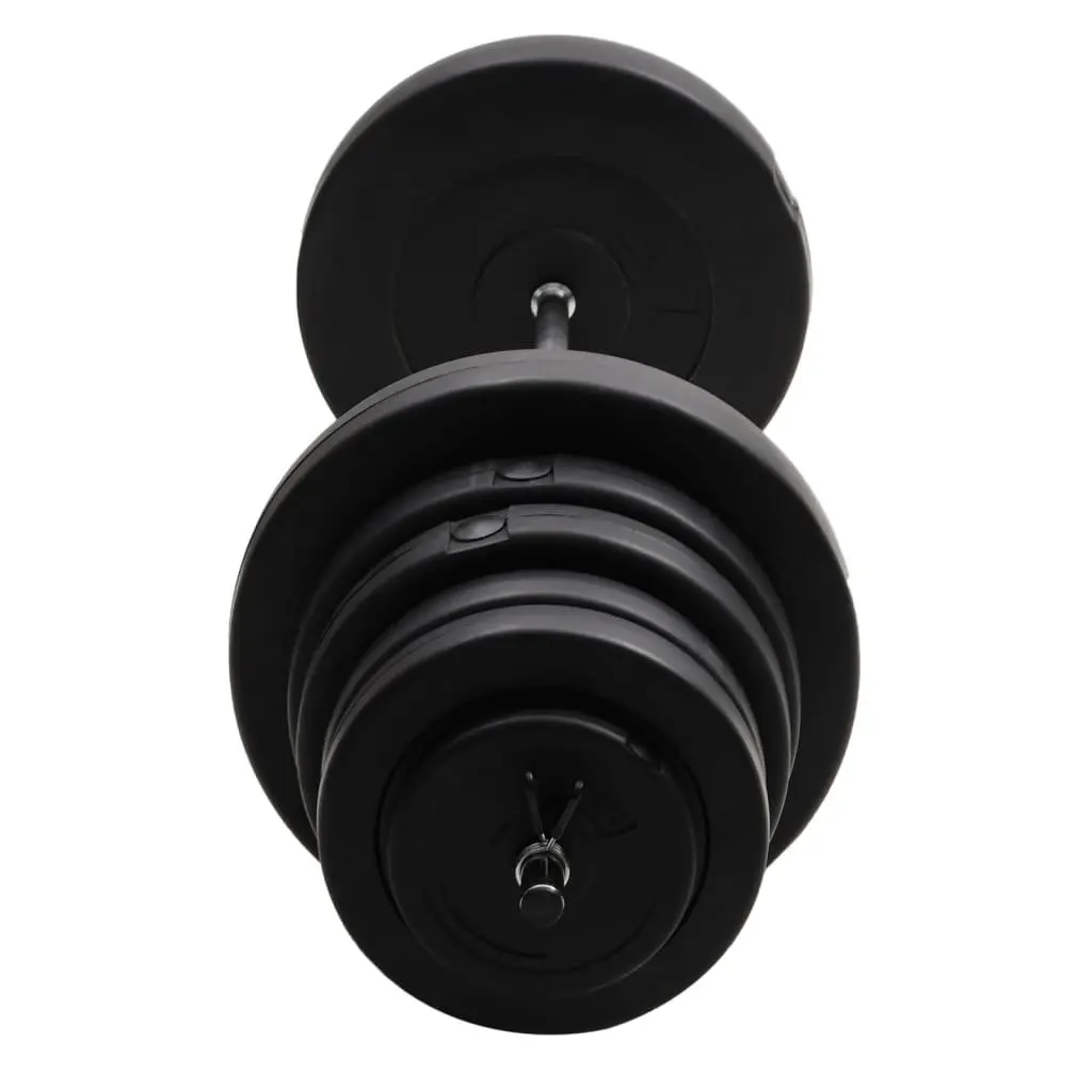 Barbell with Plates 90 kg Chrome Plated Steel Black Weightlifting Training Set