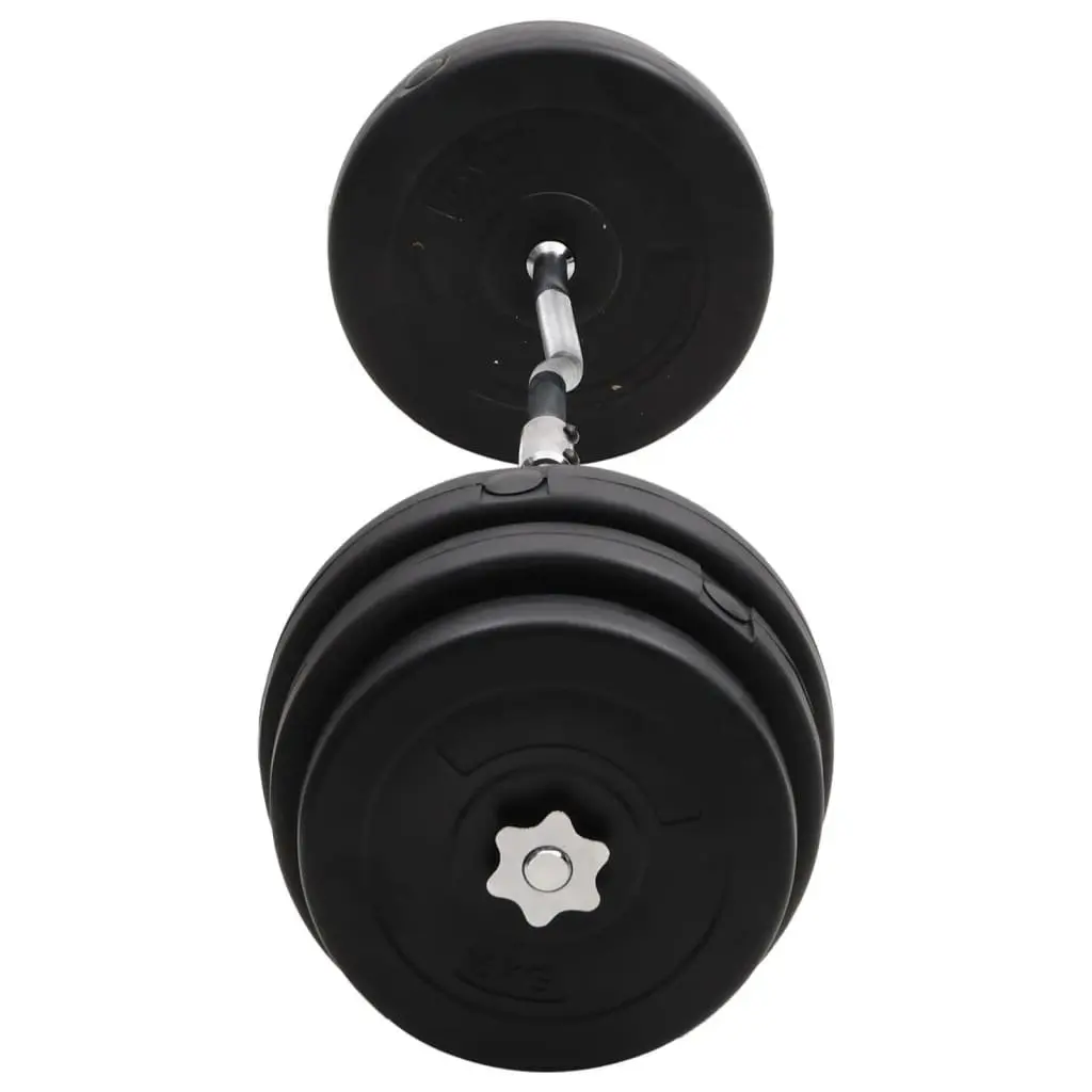 Curl Barbell Set Chrome Plated Steel 90 kg Black Weightlifting with Cement Plates