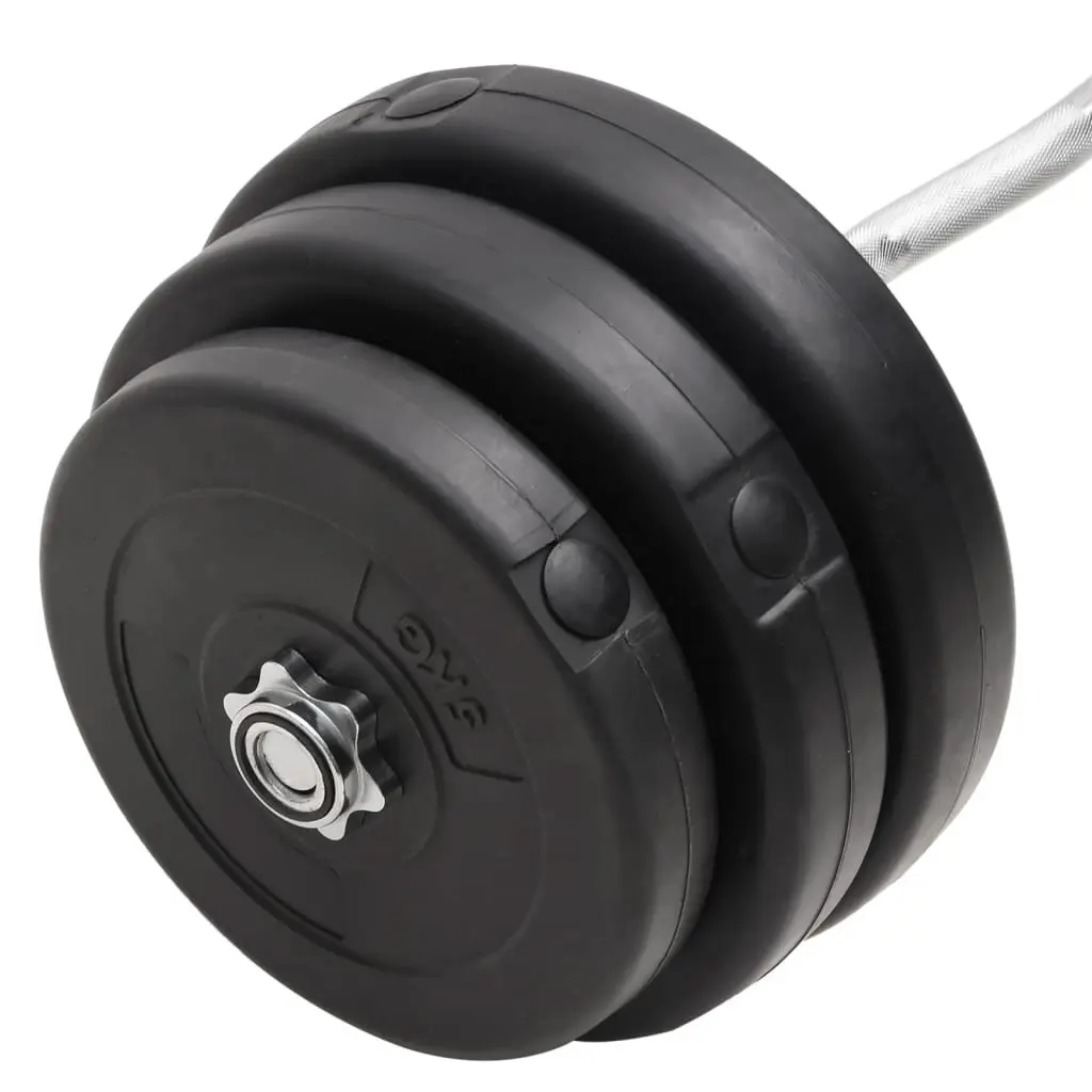 Curl Barbell Set Chrome Plated Steel 90 kg Black Weightlifting with Cement Plates