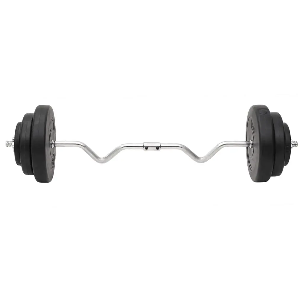 Dumbbell and Barbell Weight Set 60kg Black Steel Construction Home Gym Training Free Weights Plates