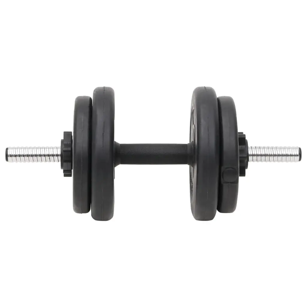 Dumbbell and Barbell Weight Set 60kg Black Steel Construction Home Gym Training Free Weights Plates