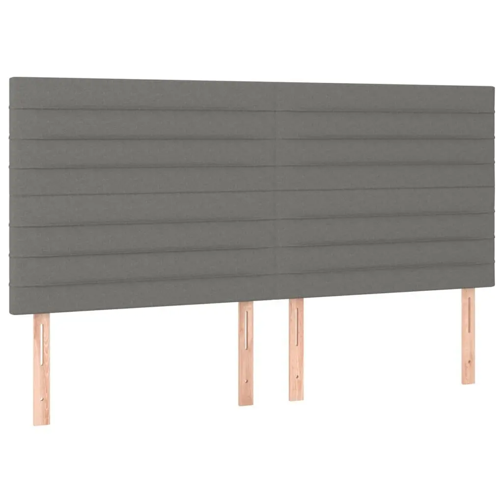 Queen Bed Frame with Integrated Pocket Spring Mattress Dark Grey Fabric Adjustable Headboard