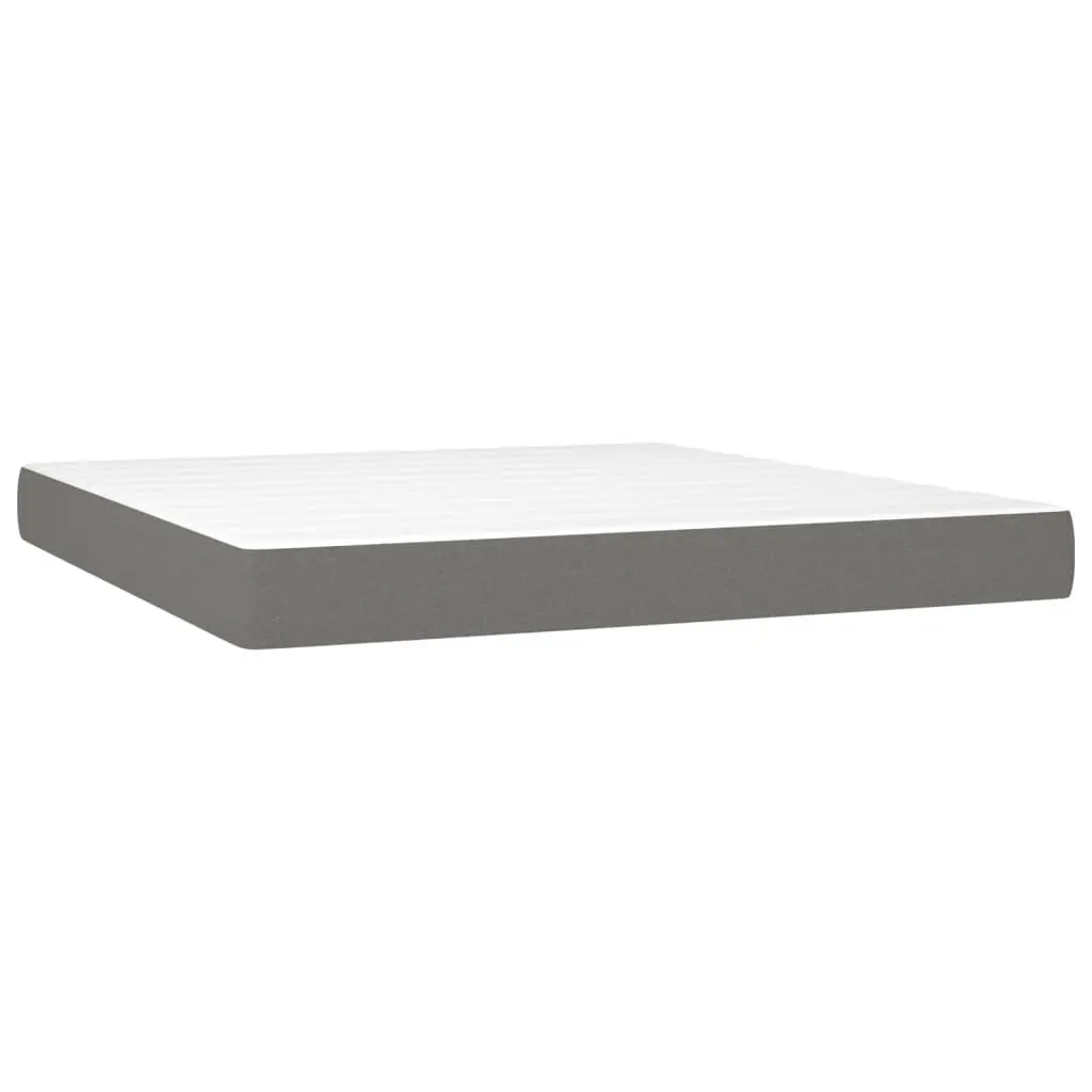 Box Spring Bed with Mattress Fabric Queen Size 152x203 cm Dark Grey