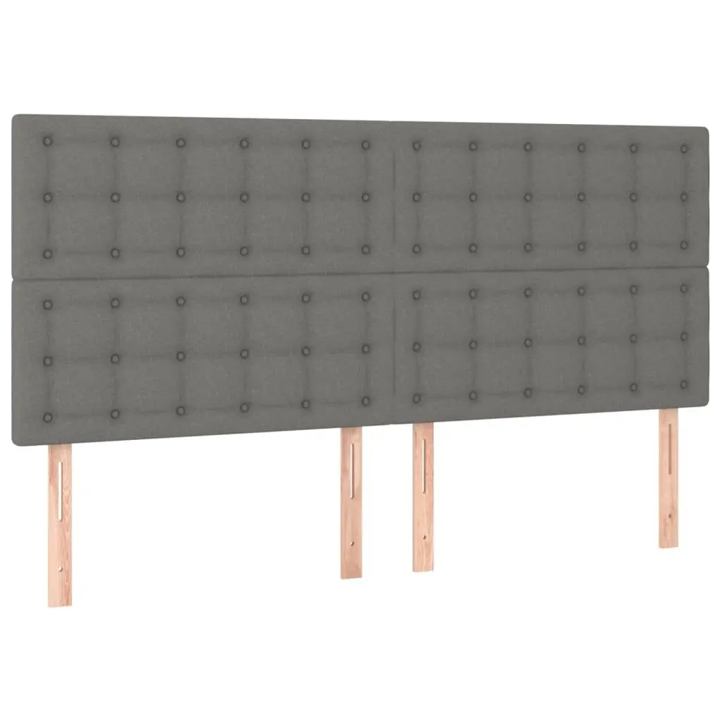 Queen Size Bed Frame with Pocket Spring Mattress Dark Grey Fabric 153x203 cm