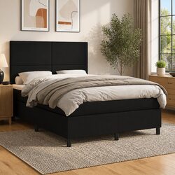 Double Box Spring Bed with Pocket Spring Mattress Black 137x187 cm Adjustable