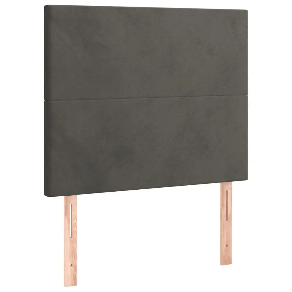 King Single Box Spring Bed 106x203cm Dark Grey Velvet Pocket Spring Mattress Adjustable Headboard Medium Firm