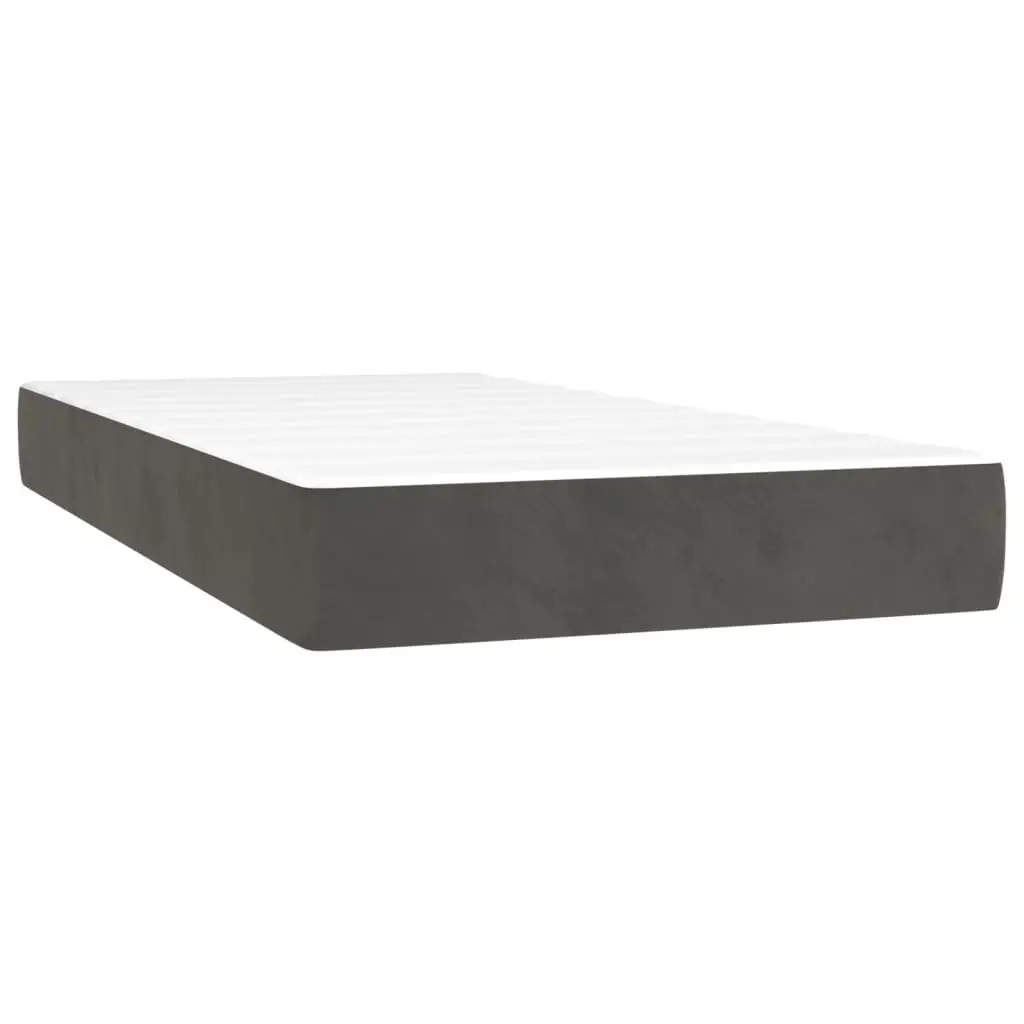 Box Spring Bed with Pocket Spring Mattress Adjustable Headboard Grey Velvet King Single 106x203cm