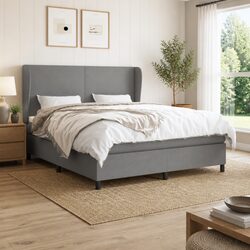 Practical Queen Size Box Spring Bed with Adjustable Headboard