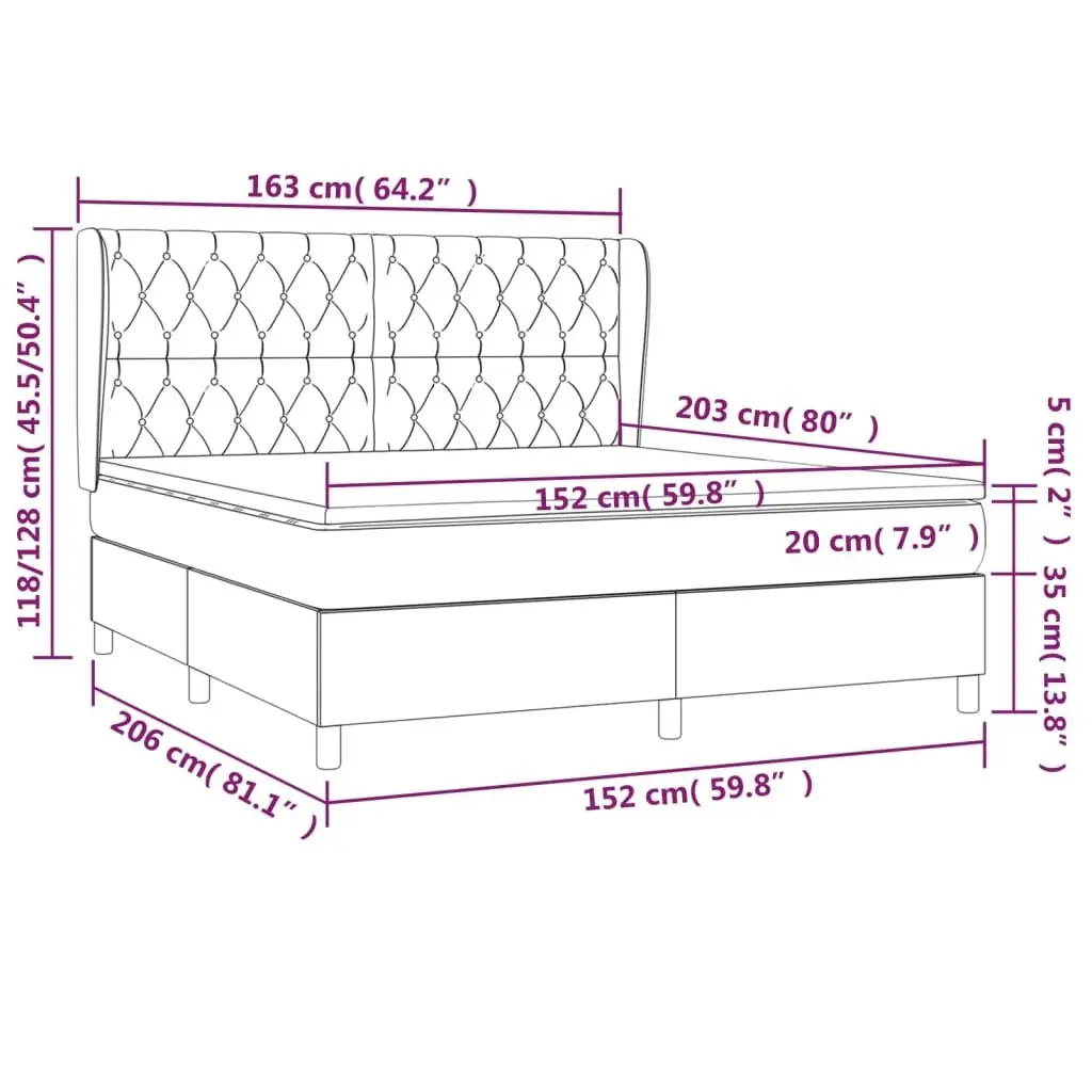 Queen Size Bed with Fabric Box Spring and Pocket Spring Mattress in Grey with Adjustable Headboard