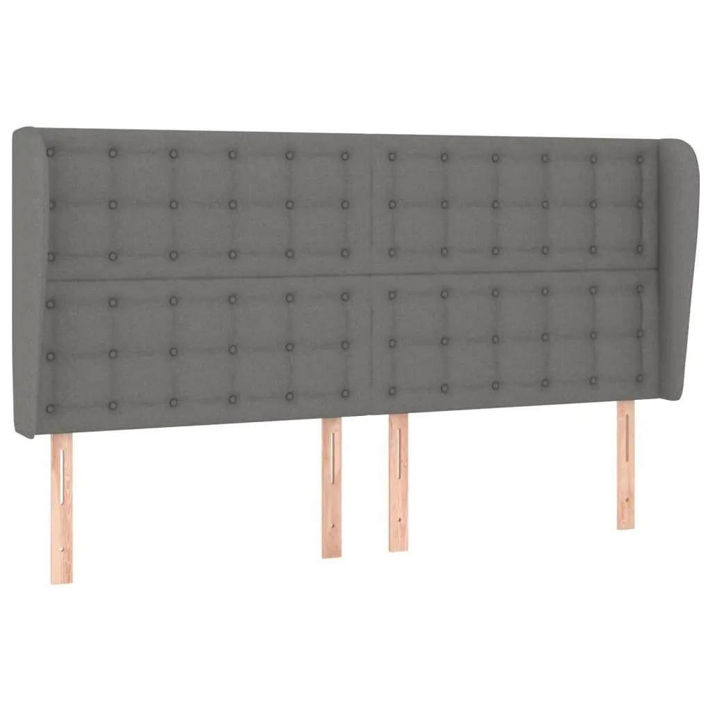 Queen Bed with Dark Grey Fabric Headboard and Pocket Spring Mattress Adjustable Height Slatted Base