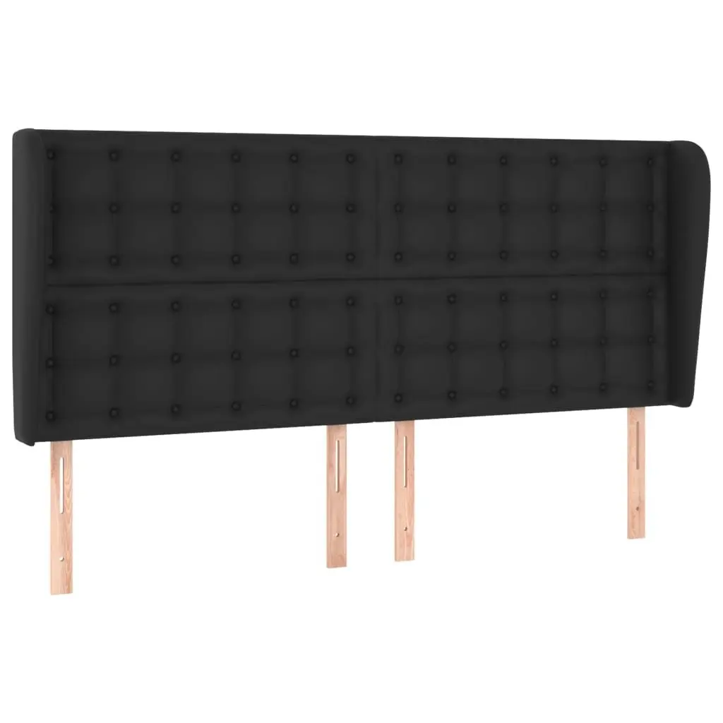 Queen Size Box Spring Bed Black Faux Leather with Pocket Spring Mattress and Adjustable Headboard