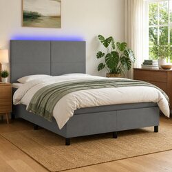Practical Box Spring Bed with LED Headboard for Cozy Bedrooms