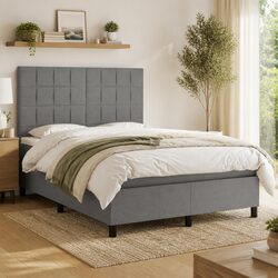 Versatile Box Spring Bed with Mattress and LED Strip Lights