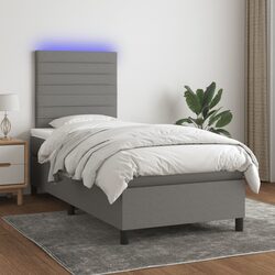 Functional Box Spring Bed with Adjustable Headboard for Cozy Spaces 106x203cm Grey