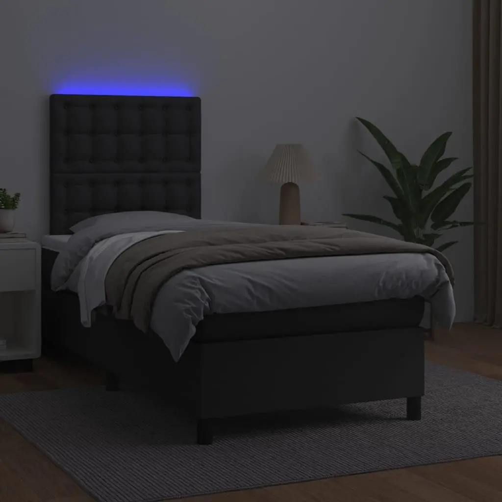 King Single Box Spring Bed with Pocket Mattress Adjustable Headboard LED Lights