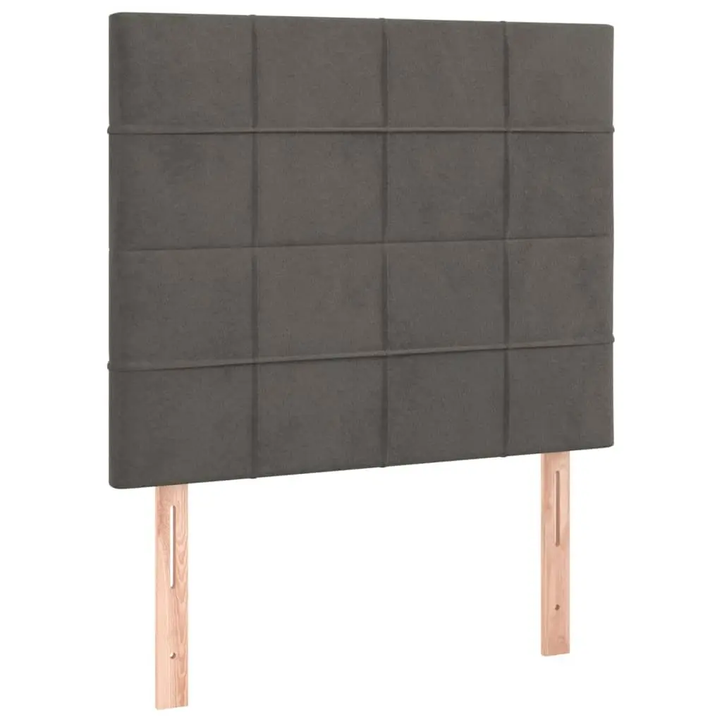 Box Spring Bed with Velvet Headboard Pocket Spring Mattress King Single Dark Grey