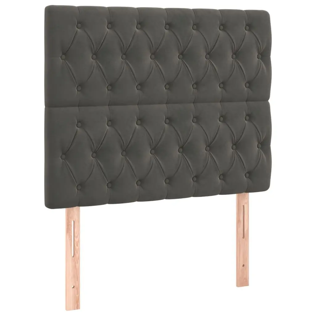 King Single Box Spring Bed with LED Lights Velvet Mattress Headboard 106x203cm