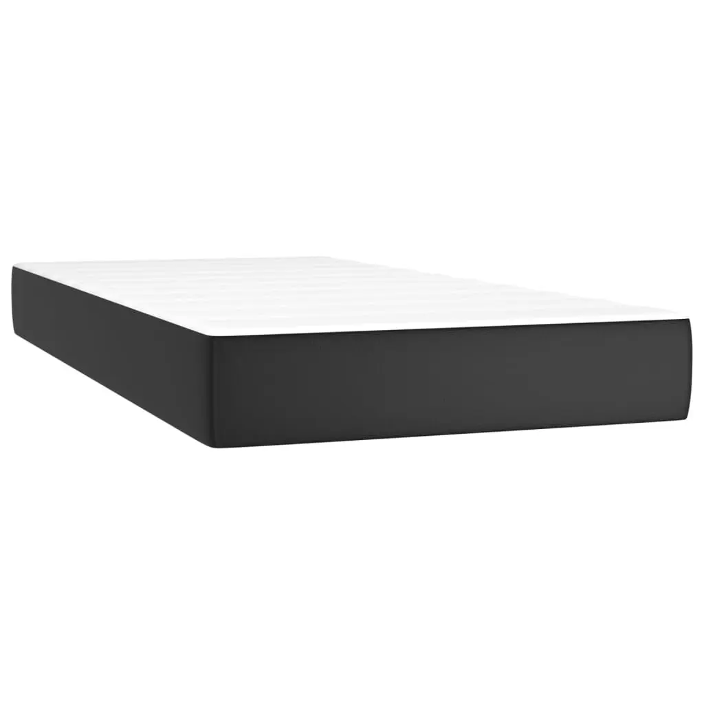 King Single Box Spring Bed with Pocket Spring Mattress Faux Leather Black