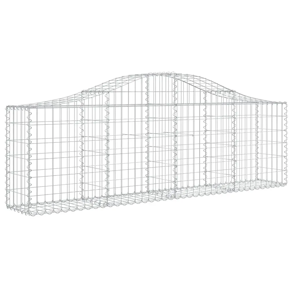 Arched Gabion Baskets Galvanised Iron 200 x 30 x 60/80 cm Silver 2 pcs Garden Barriers Retaining Walls Decorative Outdoor