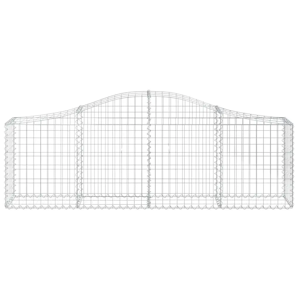 Arched Gabion Baskets Galvanised Iron 200 x 30 x 60/80 cm Silver 2 pcs Garden Barriers Retaining Walls Decorative Outdoor