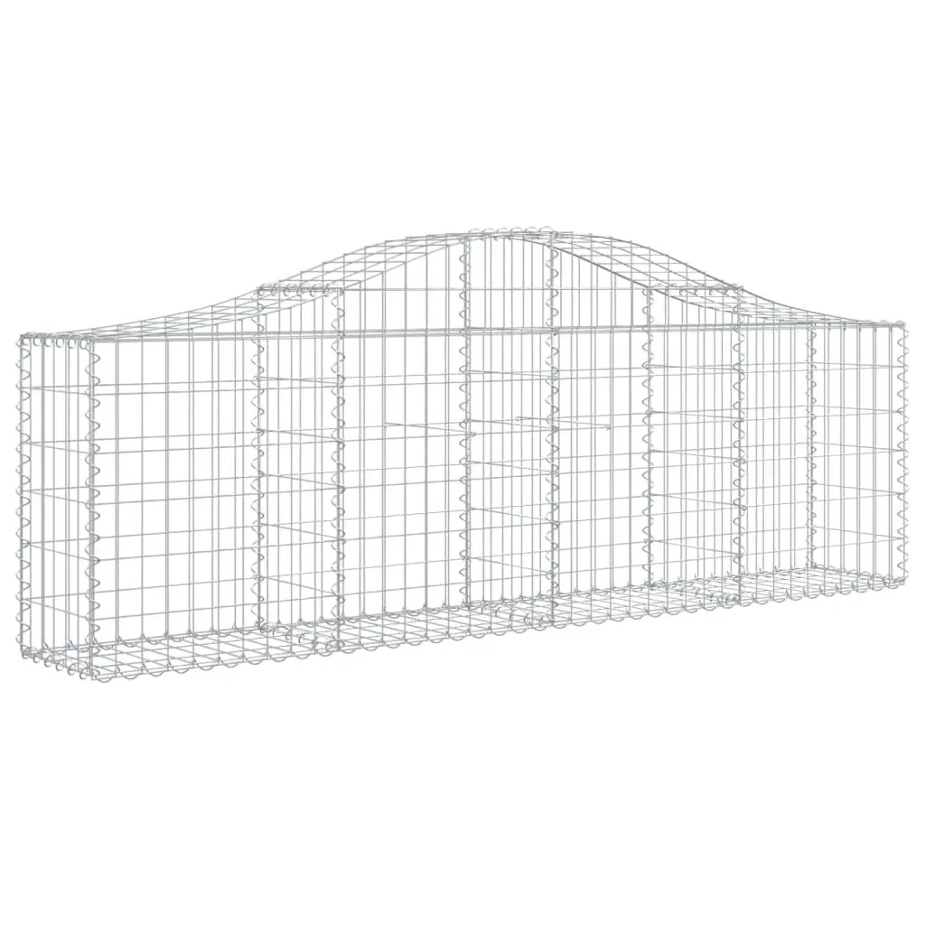 Gabion Baskets Arched Outdoor Decorative Garden Barriers 7 Piece Galvanised Iron 200x30x60/80cm Silver Sound Insulating Retaining Walls
