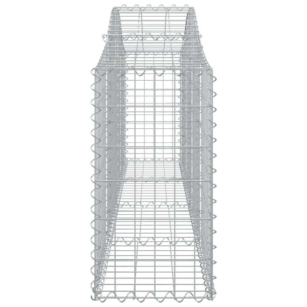 Gabion Baskets Arched Outdoor Decorative Garden Barriers 7 Piece Galvanised Iron 200x30x60/80cm Silver Sound Insulating Retaining Walls