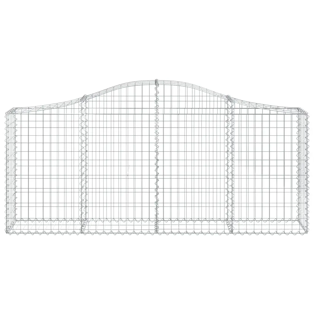 Arched Gabion Baskets Galvanised Iron 200 x 30 x 80/100 cm Silver 2 pcs Garden Barrier Retaining Wall Decorative Outdoor